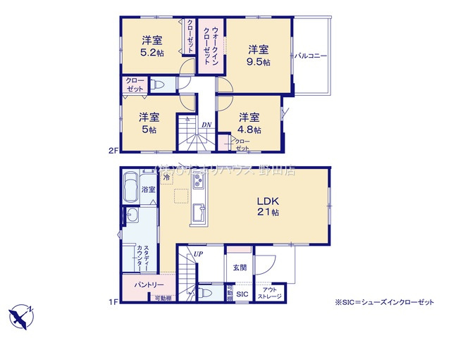野田市山崎22期　新築戸建　5号棟の駐車場|2台分可能な駐車スペース（車種により異なります。）