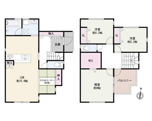 岸和田市別所町3丁目　中古戸建の間取り|価格3,380万円、３SLDK、土地面積：104.04㎡、建物面積：98.52㎡