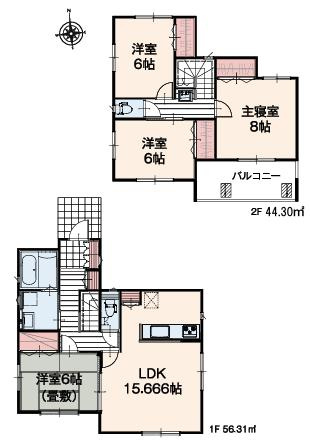 羽生市南羽生1丁目　新築一戸建て　01　アイタウンの間取り|全居室6帖以上のゆとりのある間取りです♪