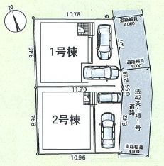 平塚市四之宮第27　新築戸建　全2棟1号棟の区画図