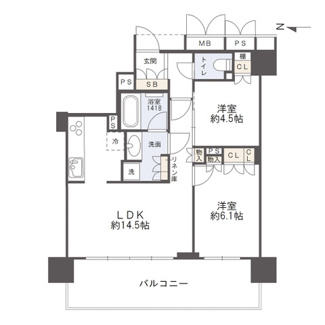【間取り】 | ブランズタワー御堂筋本町 | 【間取り】33階・西向きにつき眺望・採光・通風の全てが良好！！