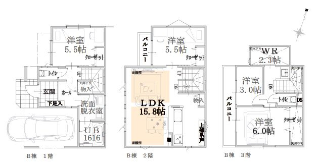 【参考プラン】 | 板橋区中台１丁目　建築条件付売地　B区画 | 4LDK・建物面積105.56ｍ2・建物価格2500万