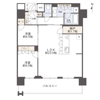 【間取り】 | MJR堺筋本町タワー | 【間取り】アウトポールにつき、居住空間が広々！