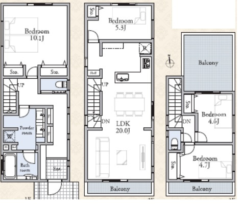 世田谷区玉川　建築条件なし売地の参考プラン