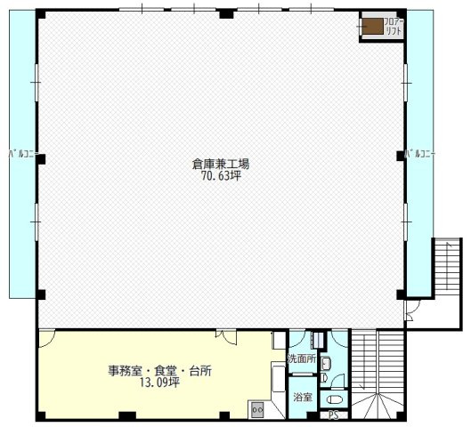 坊金町３２貸倉庫の間取り|2階