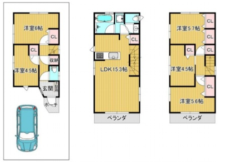 荒川区荒川8丁目の良邸の間取り|5LDK、専有面積97.63㎡、LDK15.3帖