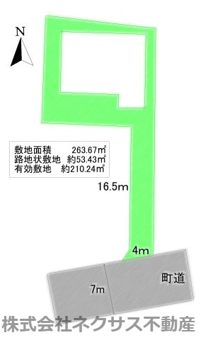 【中古住宅】中山町大字長崎字町浦戸建ての区画図|敷地図