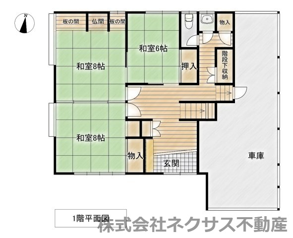 【中古住宅】中山町大字長崎字町浦戸建ての間取り|1階間取り図