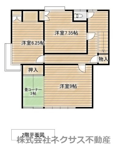 【中古住宅】中山町大字長崎字町浦戸建ての間取り|2階間取り図