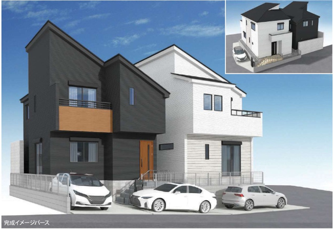 【外観パース】 | 横浜市港北区大曽根台 新築戸建て【仲介手数料無料】カースペース2台 | 仲介手数料無料！お気軽にお問合せくださいinfo@kenone.co.jp /08070587312