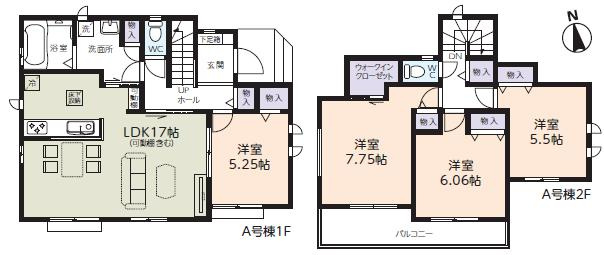 野田市清水163番28　新築戸建　A号棟の間取り