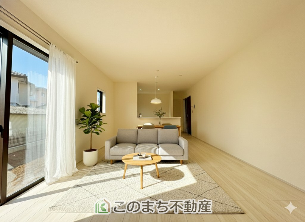 LiveleGarden.S宇都宮細谷第7の居間・リビング|家具・什器・調度品・植栽・カーテンなどはCG加工しております。販売価格には含まれません。
