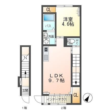 シェル グローリー（ＳｈｅｌｌＧｌｏｒｙ）B棟の間取り