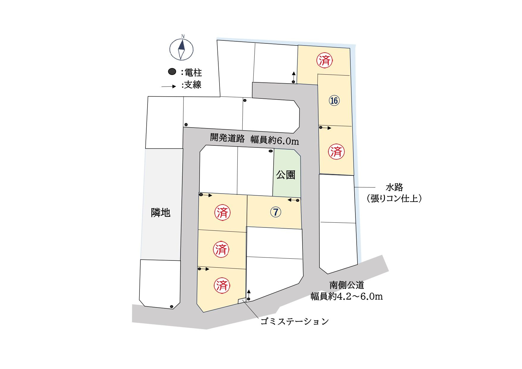 久留米市野伏間１丁目　売り土地【7号地】の区画図