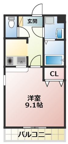 熊本市南区出仲間８丁目の賃貸マンションの間取り