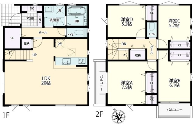 戸塚区南舞岡4丁目　新築戸建ての間取り