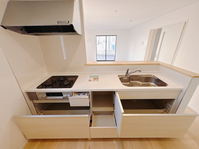 【Cradle garden】宇都宮市川田町 第6のキッチン|〇3号棟キッチン〇
空間を最大限に生かす5つの引出し。スライドスパイスボックスでコンパクトに収納。調理中にもサッと取り出せます。硬質な美しさが魅力のステンレスワークトップ採用♪								

