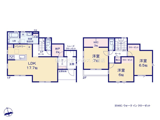 ワイウッドコート加須市久下第7期　新築一戸建て　03の間取り|納戸やSIC、大容量WICなど沢山入る収納が魅力のお家♪