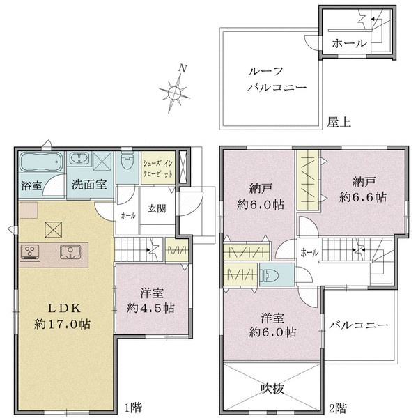 泉区中田西4丁目 新築戸建 4580万円の間取り