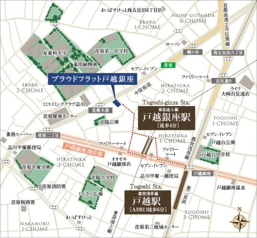 プラウドフラット戸越銀座の地図
