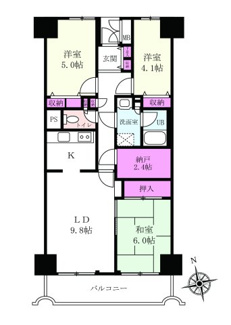 【間取り】 | 宇喜田ホームズ | 3LDK・専有面積：70.80㎡・バルコニー面積：9.45㎡・ポーチ面積：1.20㎡