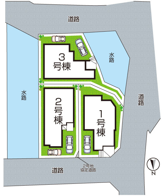 伊丹市鈴原町　第2期　新築一戸建ての区画図|全3区画