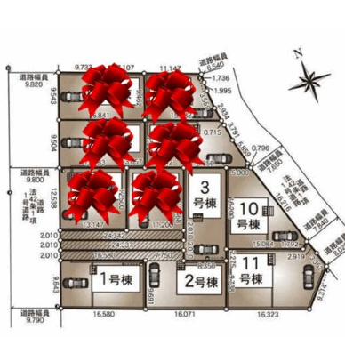 【Cradle garden】宇都宮市川田町 第6の区画図|○全11邸○