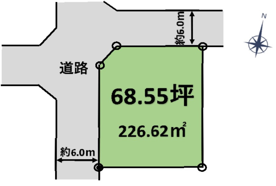 大平町富田　売土地68.55坪の区画図