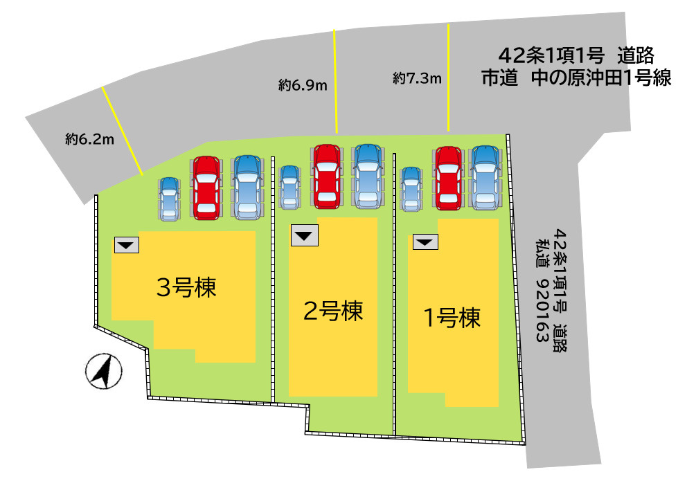 北九州市八幡西区中の原3丁目3期3号棟の区画図