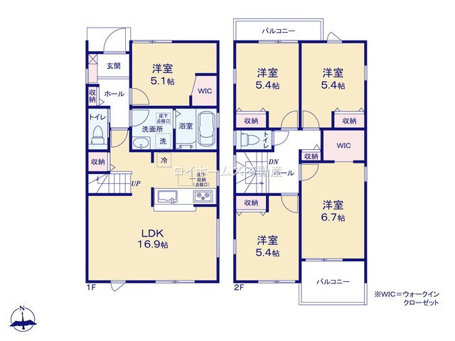 【間取り】 | 津島市立込町２丁目5『仲介料無料』新築戸建て | 1号棟