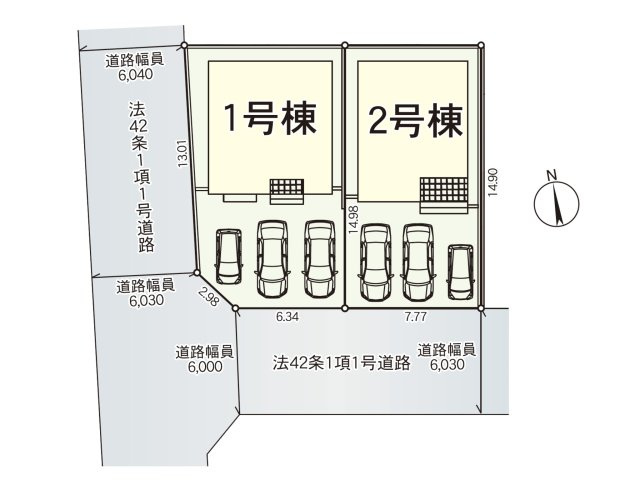 糟屋郡新宮町緑ヶ浜2丁目第2-2棟（2号棟）の区画図|配置図（2号棟）