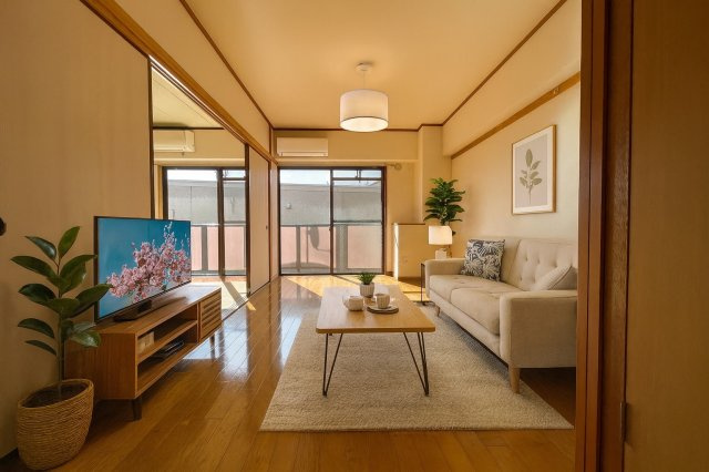 UKマンションの居間・リビング|デジタルホームステージング画像です