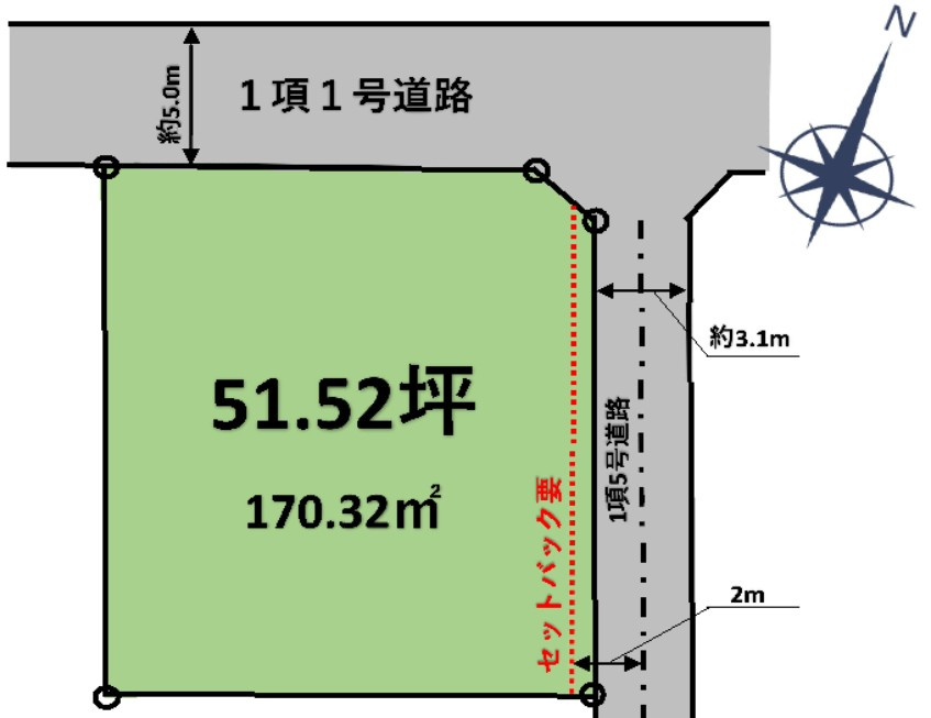 栃木市柳橋町　売土地51.52坪の土地図