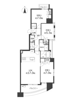 【間取り】 | 【プレティナレジデンス橦木町】仲介手数料無料！（山吹小学校・冨士中学校）