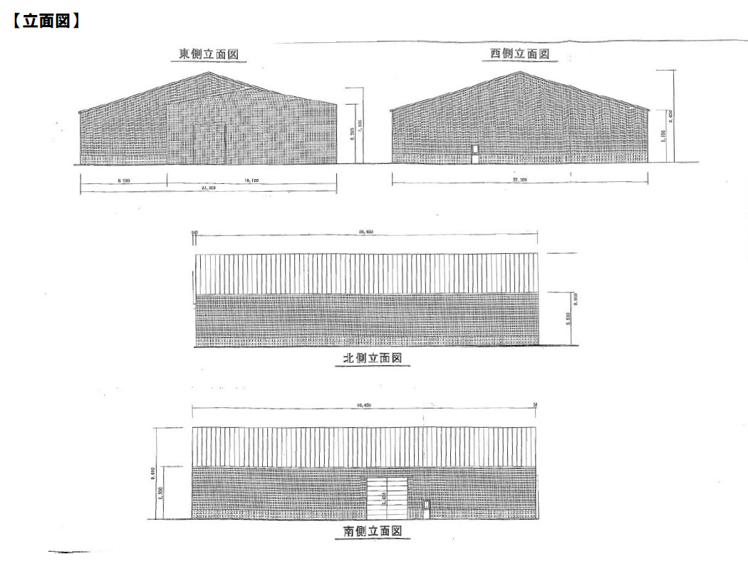 比企郡吉見町大字田甲の倉庫のその他|立面図