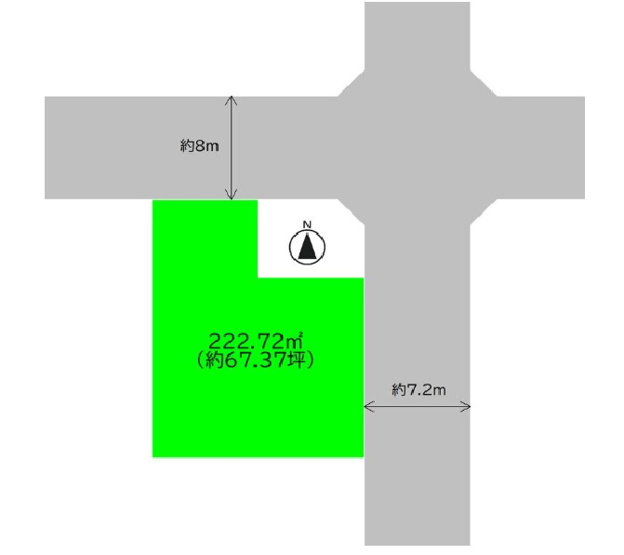 【土地図】 | 土地面積222.72㎡（67.37坪）になります。
