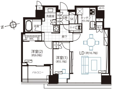 クラッシィタワー新宿御苑の間取り