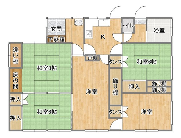 【賃貸中】佐糠町二丁目　平屋建の間取り