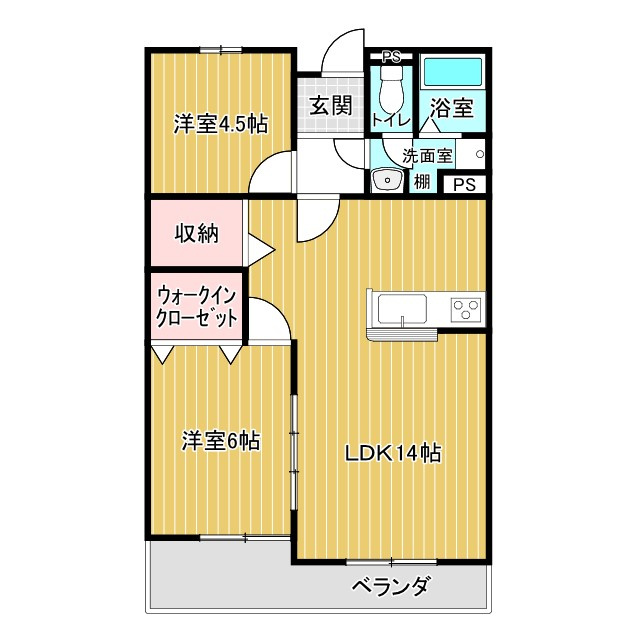ホワイトキャッスル植田Ⅲの間取り
