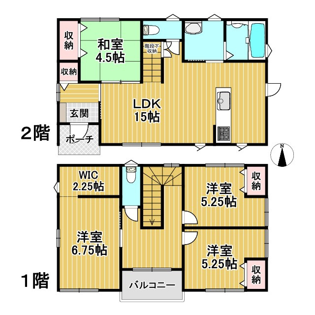 中古戸建)八女市宅間田の間取り