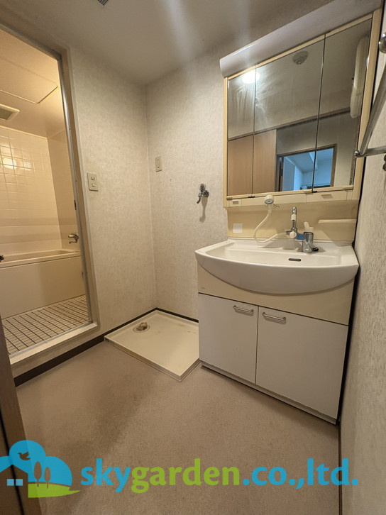 ヴィラヴェール藤沢の独立洗面台|独立洗面台、小物を置くことができて便利です