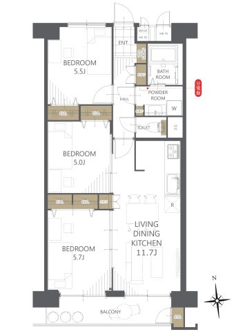 【間取り】新松戸南パークハウスＢ棟 
