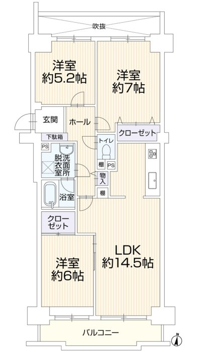 神宮東コーポラス　S棟の間取り|間取図　※図面と現況が異なる場合は現況優先といたします。