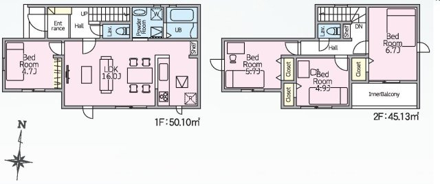 リナージュ前橋市六供町１丁目25-1期　1号棟の区画図|駐車場２台ご用意しています！
前面道路も広く車の出し入れもしやすいです！