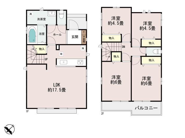 【間取り】 | 明石市二見町西二見（全2棟）B号棟 | 4LDKです。