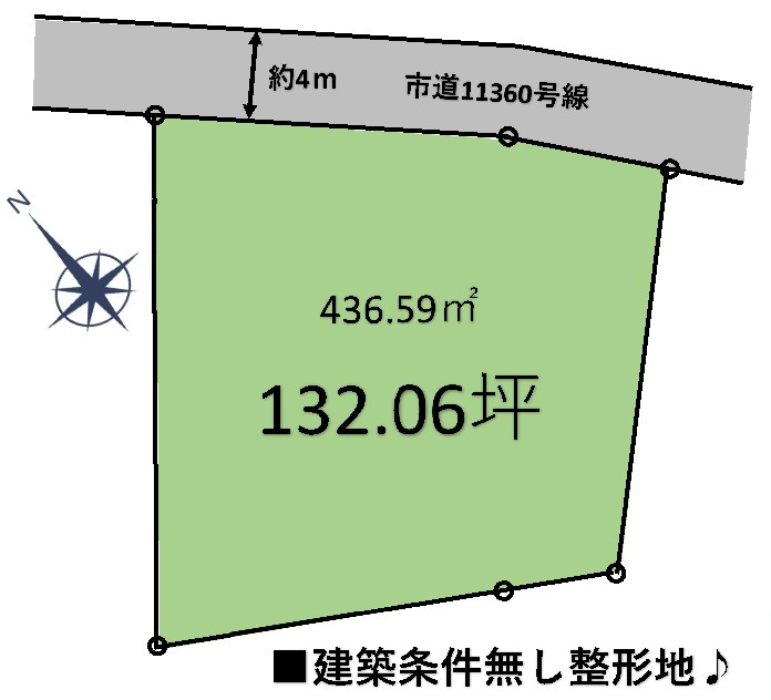 栃木市城内2丁目　売土地132.07坪の土地図