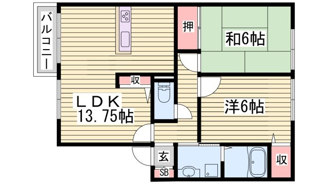 ルミエール御立　B棟の間取り