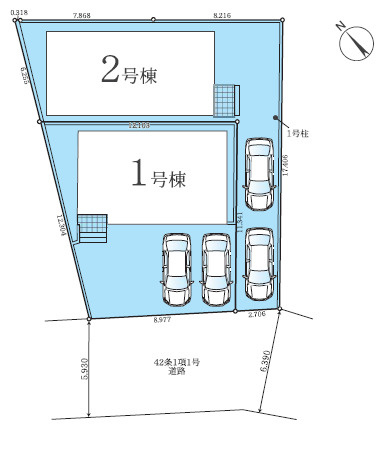 藤沢市本藤沢2期　新築戸建　全2棟2号棟の区画図