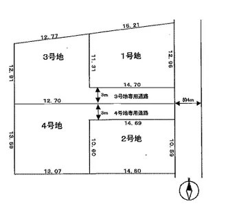 たつの市誉田町福田売土地/全４区画の区画図