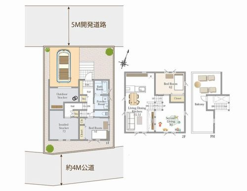【仲介手数料０円】相模原市中央区上溝　新築一戸建て　6号棟　全6棟の間取り|6号棟　相模原市中央区上溝　新築一戸建て　